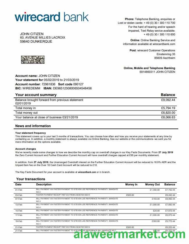 Germany Aschheim Wirecard bank statement